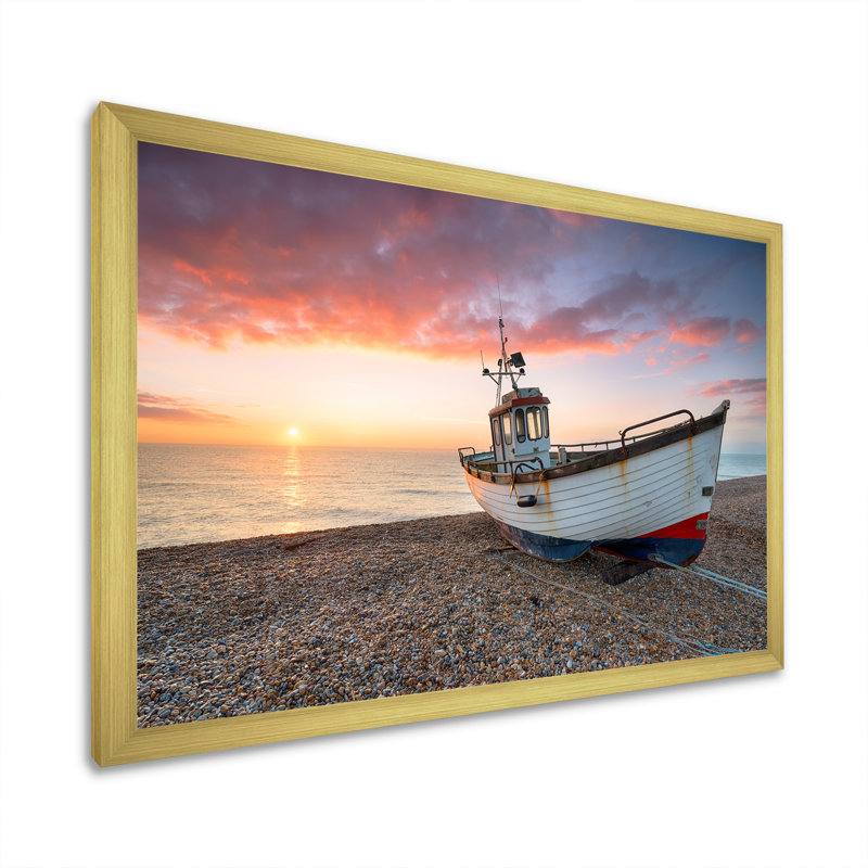Voilier, photo de solitude I sur toile, H 12 po x l 20 po x P 1 po, Encadrement doré
