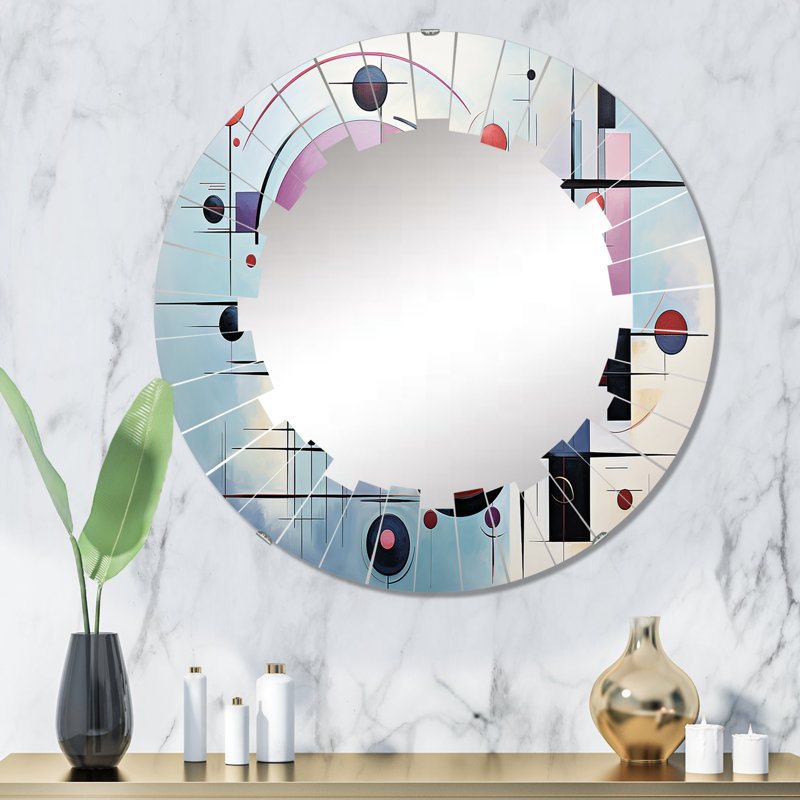 Aughnaholle - Miroir mural moderne rond, 32 po x 32 po