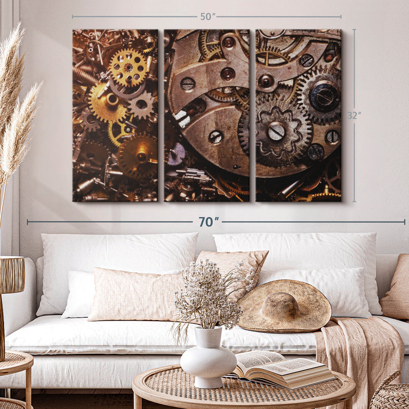 «Old Gears» sur toile, H 45 po x l 28 po x P 1,25 po