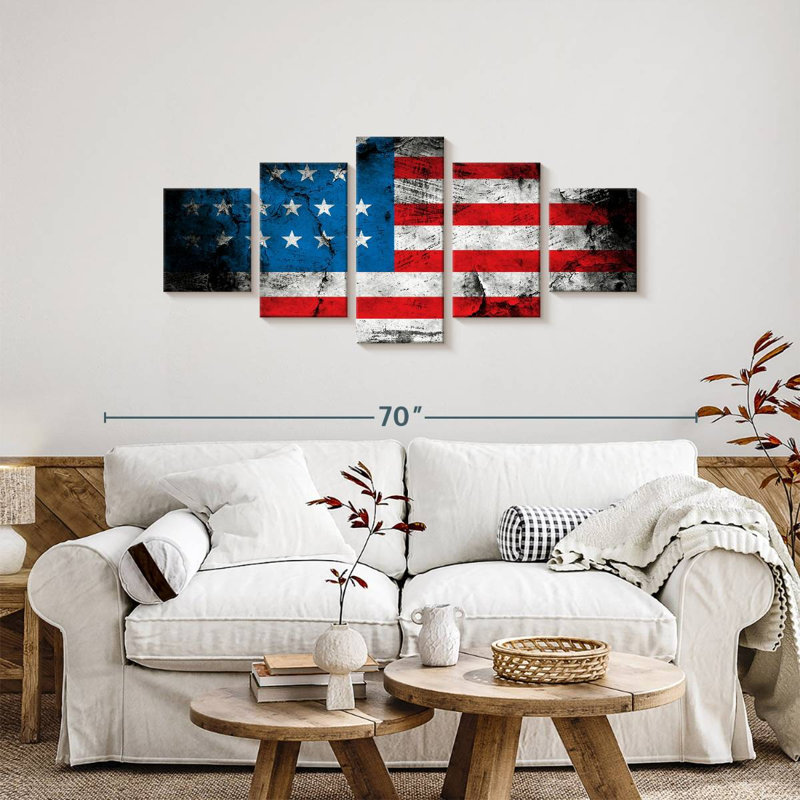 Drapeau américain grunge, H 24 po x l 55 po