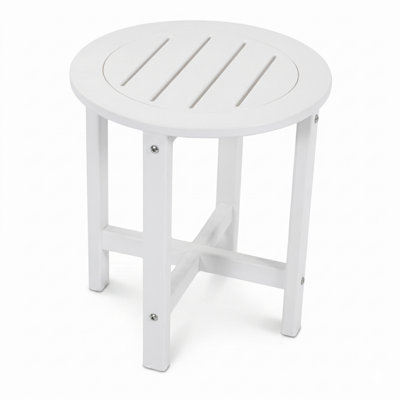 18" Round White HDPE Outdoor Side Table - Weather Resistant Patio End Table