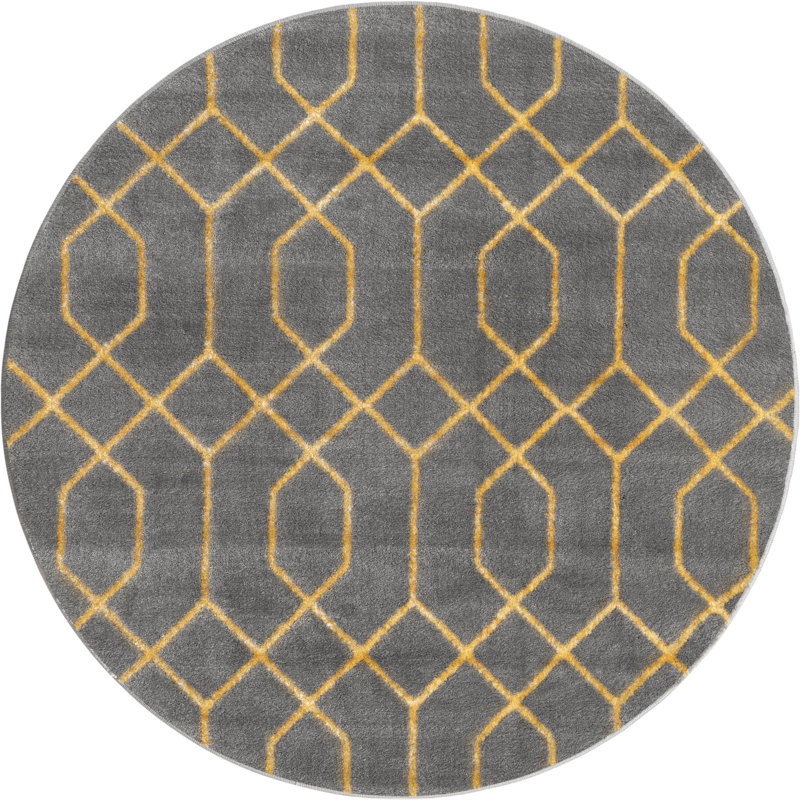Glam Gray/Gold Area Rug, Round 3'1"