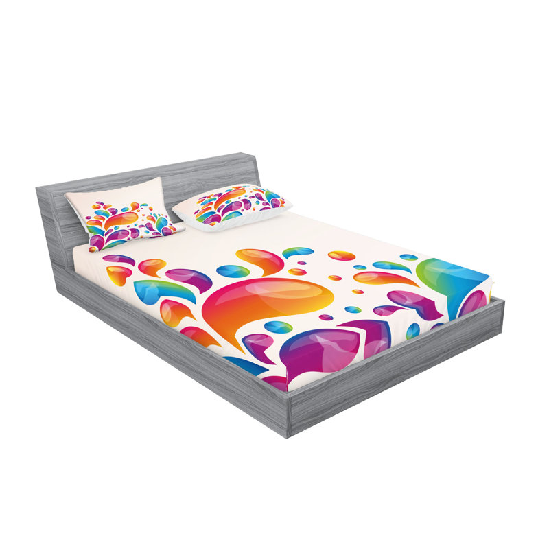 Multicolore drap-housse et coussin décoratif Ambesonne, Ensemble de draps pour grand lit + 5 pièces suppl