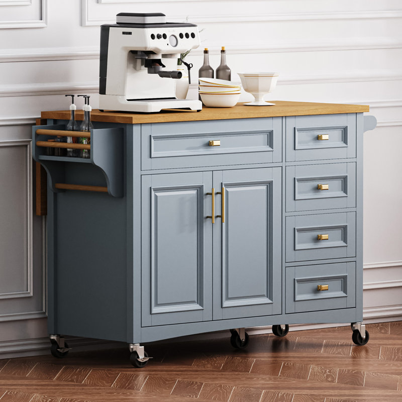 Îlot de cuisine 52 po avec abattant, Bleu gris