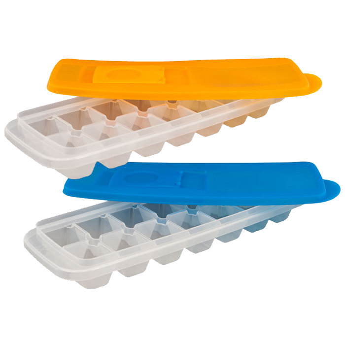 Ensemble de 2 plateaux à glaçons - 14 plateaux résistants aux éclaboussures et faciles à remplir avec couvercles pour congeler les aliments, l'eau et le jus (multicolore)