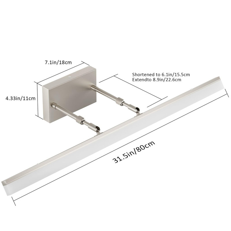 Éclairage pour meuble-lavabo à DEL 31,5 po, Nickel brossé