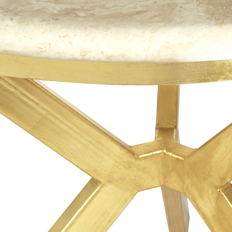Tripod Cross Legs End Table, Lite Travertine