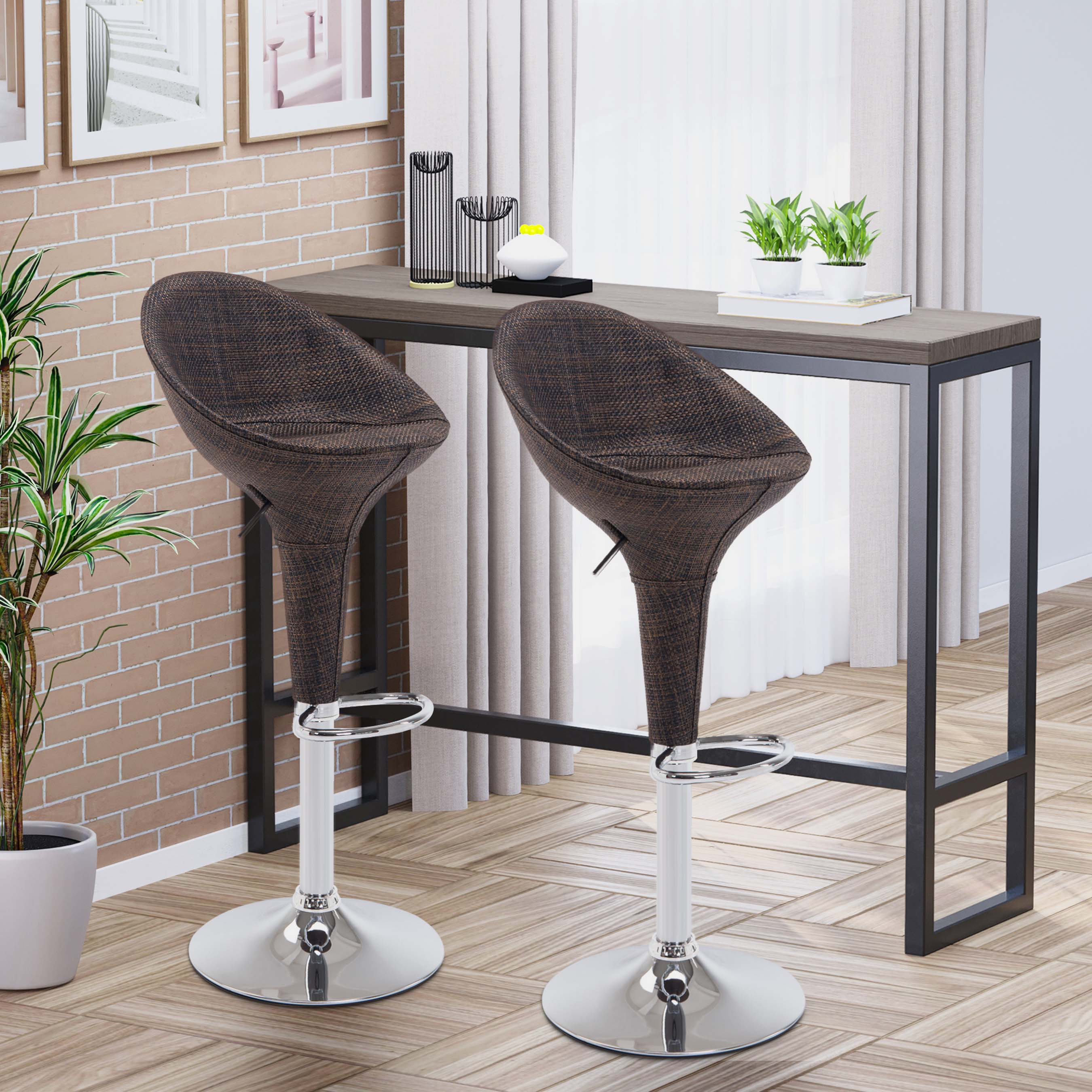 Hokku Designs Korry Upholstered Adjustable Height Counter Stool with