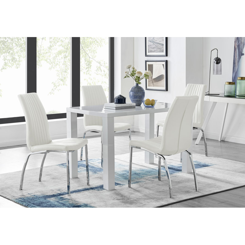 Chowchilla Dining Set with 4 Chairs, White
