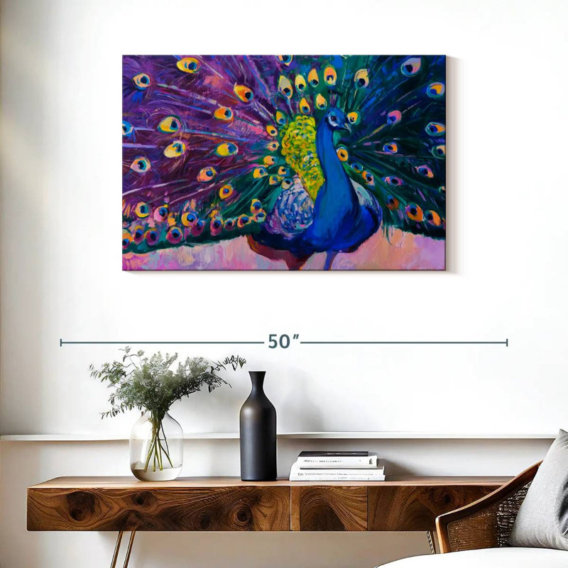 Paon éblouissant sur toile, H 24 po x l 36 po x P 1,25 po