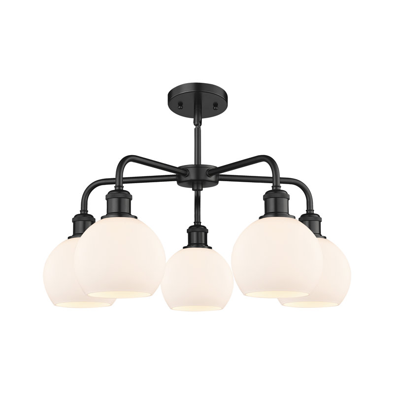 Lustre sphérique à 5 lumières Ellington, H 14,13 po x l 24 po x P 24 po, Blanc mat, Noir mat