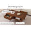 Table basse rustique en bois avec tiroir caché et tablette ouverte pour le rangement du salon-132693318