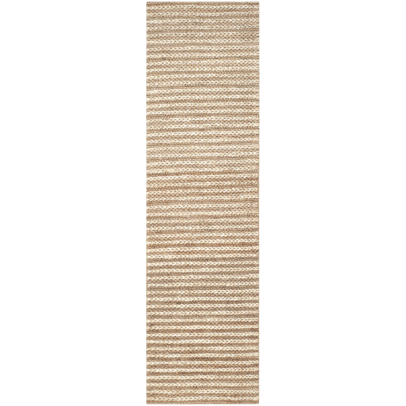 Tapis en jute tissé à la main en fibre naturelle, Tapis de couloir 2 pi 3 po x 10 pi