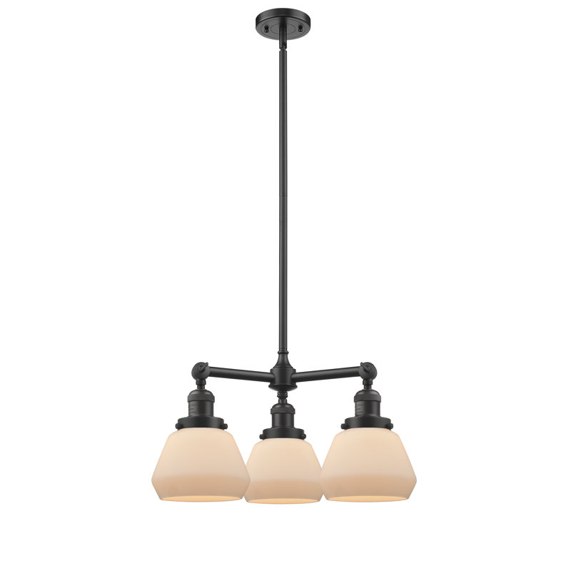 Lustre 3 lumières à abat-jour Chill, Laiton antique, Boîtier blanc mat, Ampoule DEL rétro de 3,5 watts