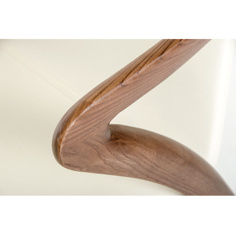Cream Faux Leather Upholstered Arm Chair with Walnut Finish
