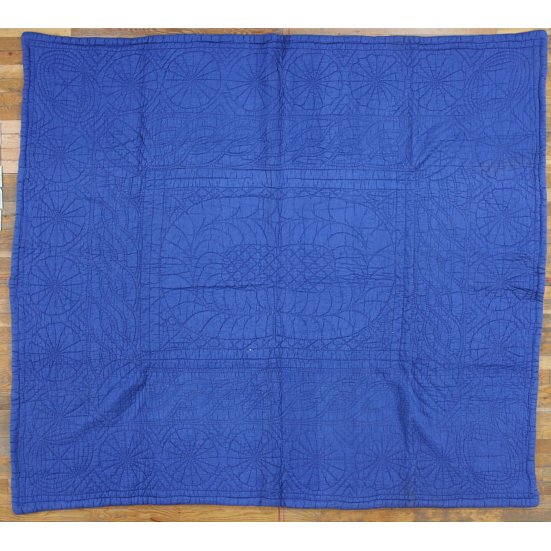 Antique Quilt Wool Blue Needlework Rug