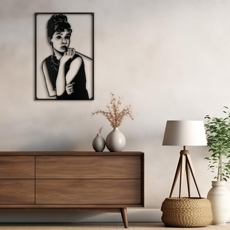 Décoration murale en métal, H 30 po x l 20 po x P 0,05 po, Noir