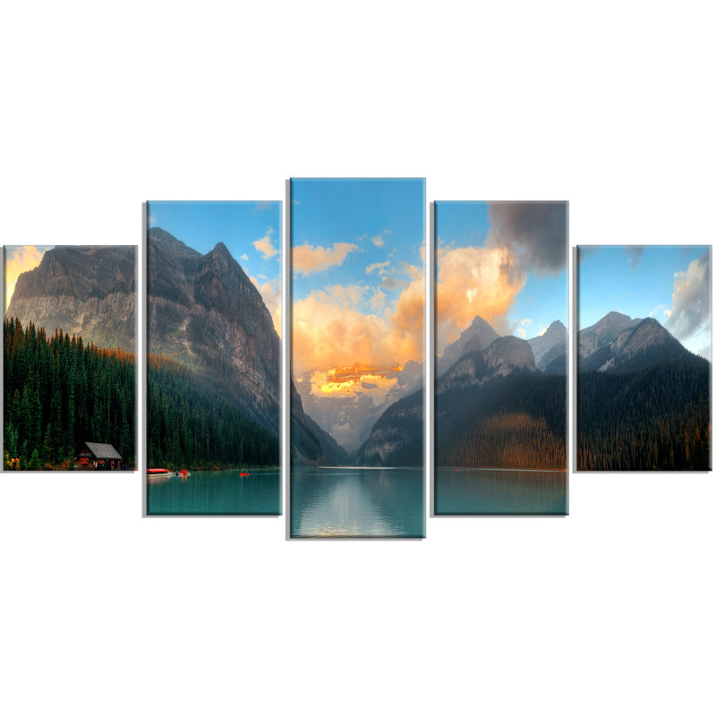 « lake louise lever banff park », ensemble de 5 toiles tendues
