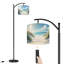 Lampe sur pied à arc avec abat-jour réglable Serene Beach Ocean Waters Gentle Coastal Landscape