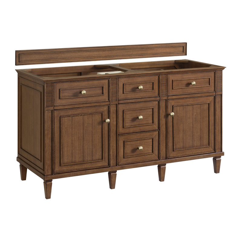 Lorelai 60'' W Double Bathroom Vanity Base, Mid-Century Walnut