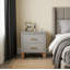 Table de chevet 2 tiroirs Premium avec poignées en métal pour la chambre à coucher ou le salon-130574785