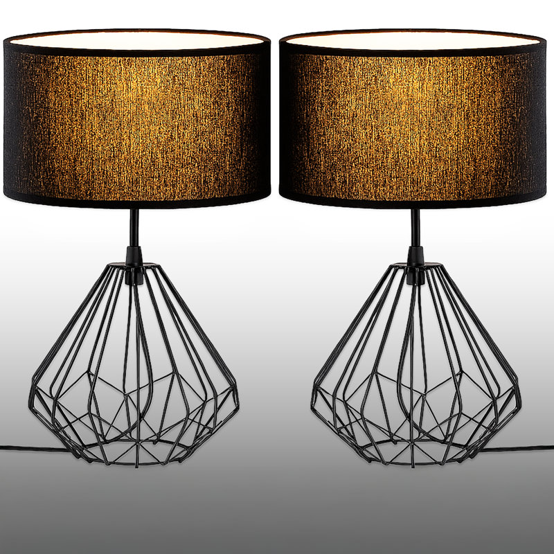 Ensemble de lampes de table 2 pièces, Noir, Noir
