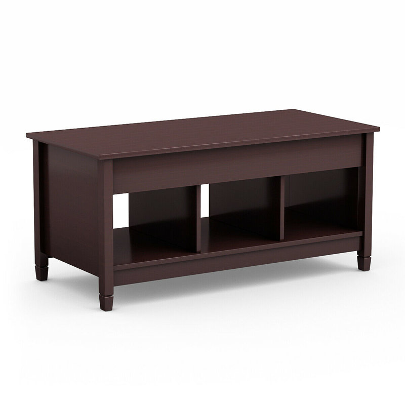 Table basse à plateau relevable avec rangement, Brun