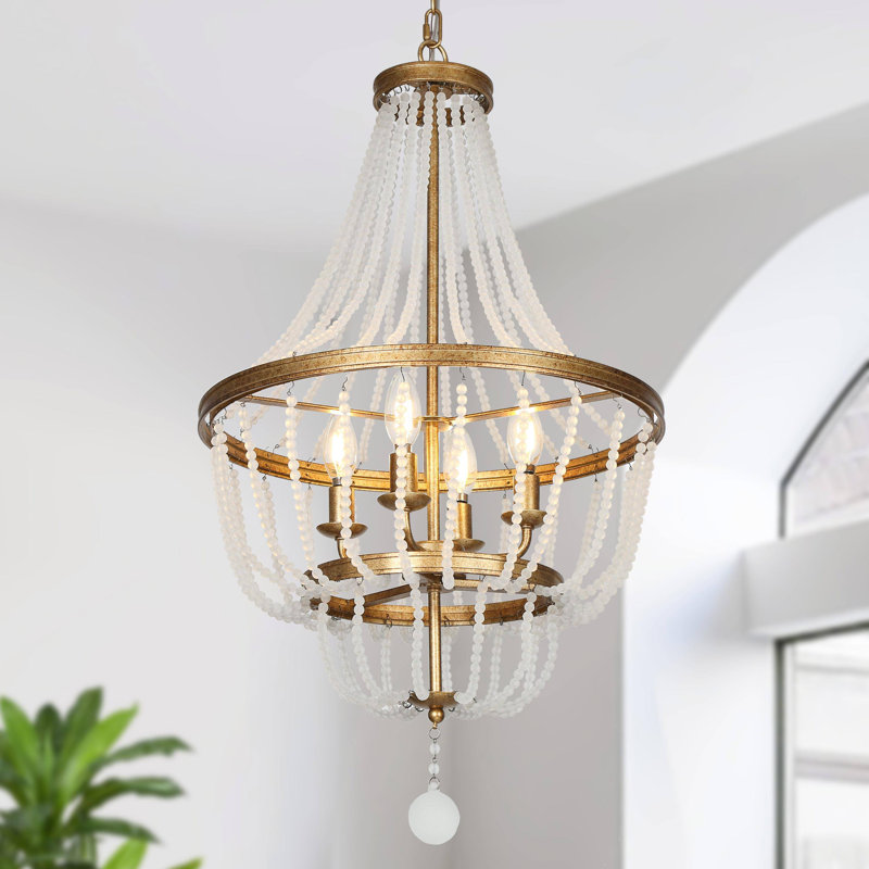 Modern 4-Light Boho Empire Beaded Chandelier