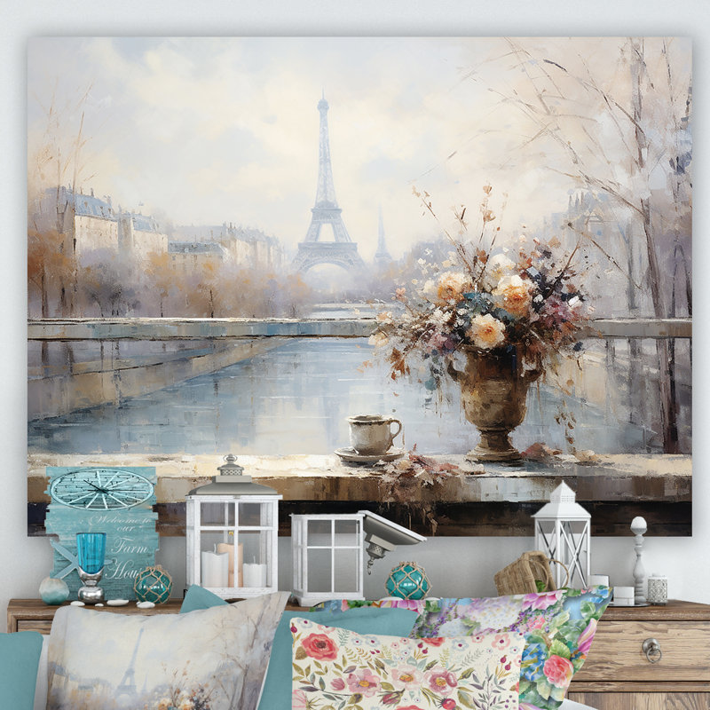 Hiver Paris, Tour Eiffel, ville charmante IV - Art mural de Paris, Toile tendue, H 24 po x l 32 po x P 1 po