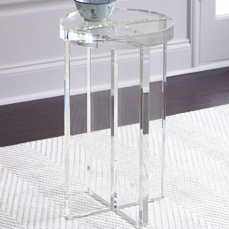 Table d'appoint ronde ronde en acrylique transparent