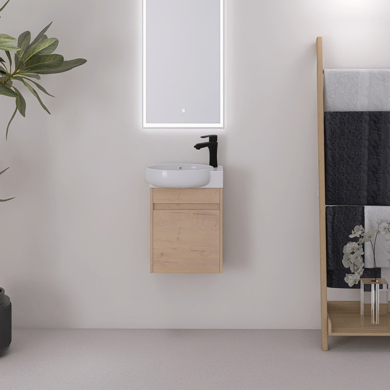 Meuble-lavabo mural 16 po avec lavabo en céramique