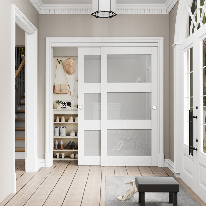Porte de garde-robe coulissante en verre givré 80 po, 72 po x 80 po