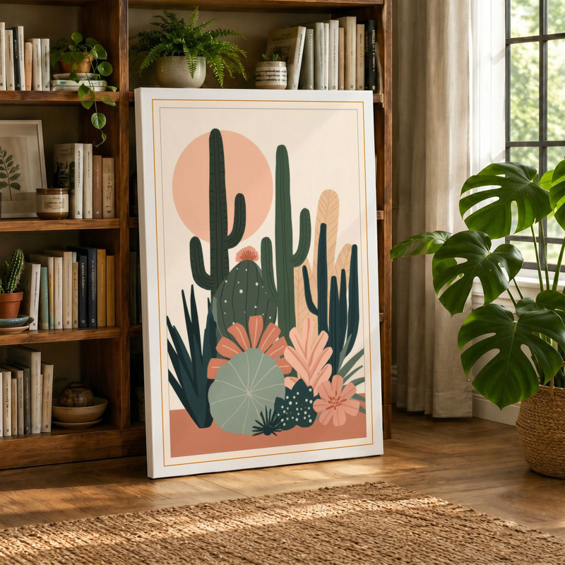 Desert Bloom Botanical - Wrapped Canvas, 18x12 - 45.7 x 30.5 cm, Cream Border