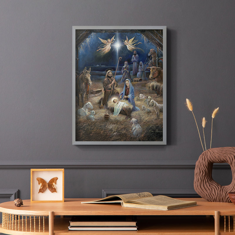 «Silent Night», reproduction encadrée - bois massif, H 10 po x l 8 po, Gris
