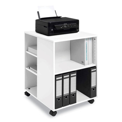 Flexible Multi-Functional Cart for Office Storage, Wood, 6 Shelves, 20.79 x 23.31 x 29.45, Gray