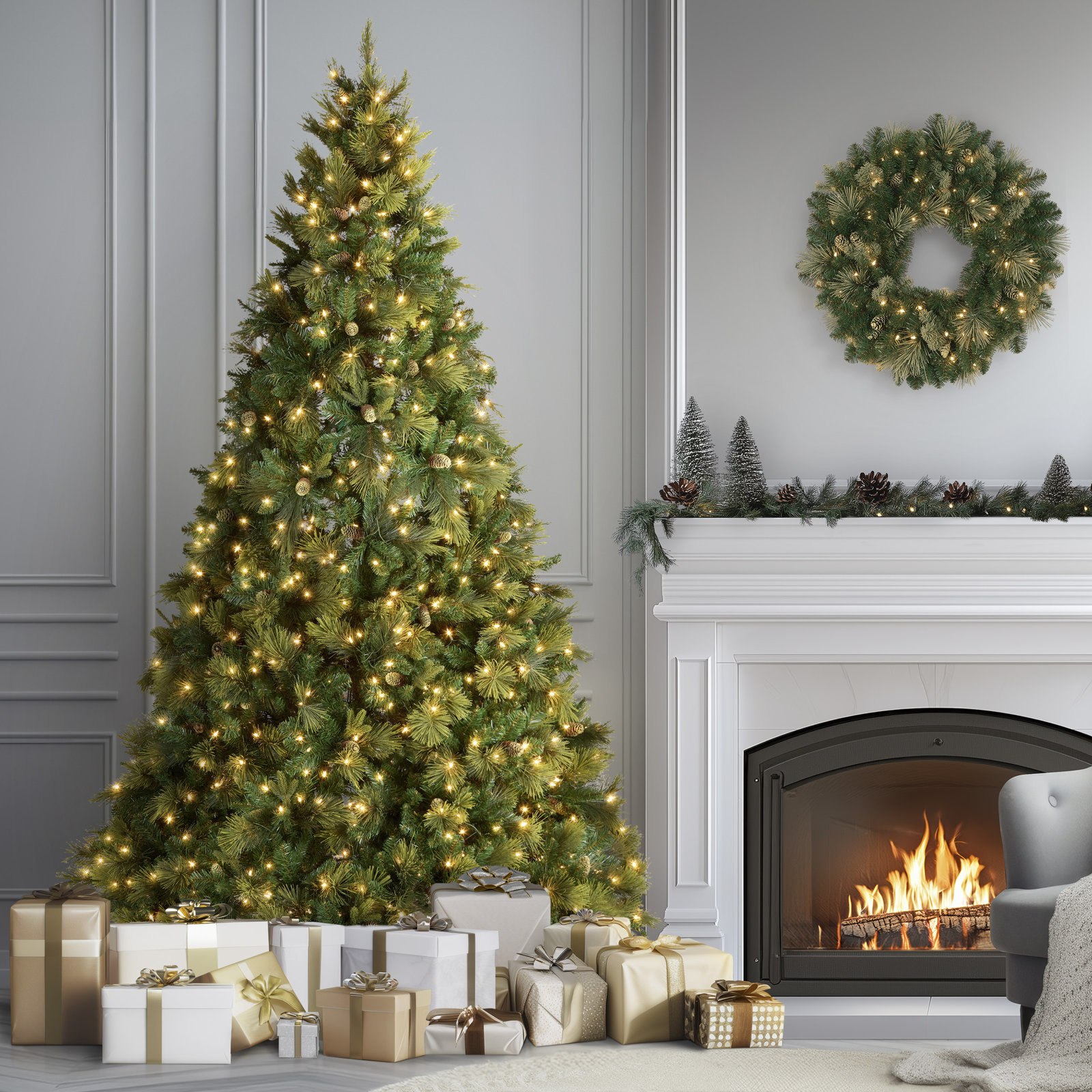  Carolina Pine Tree with Clear Lights, 9'