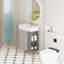 Meuble-lavabo à tablettes ouvertes de 21,6 po avec lavabo en céramique et porte à fermeture douce, armoire de rangement à tablettes ouvertes sur le côté droit, assemblage requis