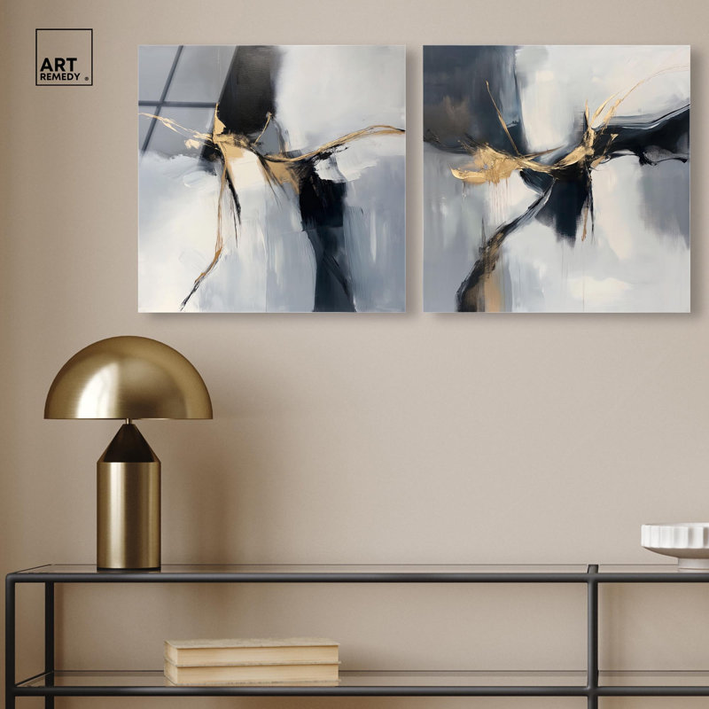 "Luxe Glam Abstract Art", ensemble de 2 panneaux, impression sur acrylique , H 30 po x l 60 po