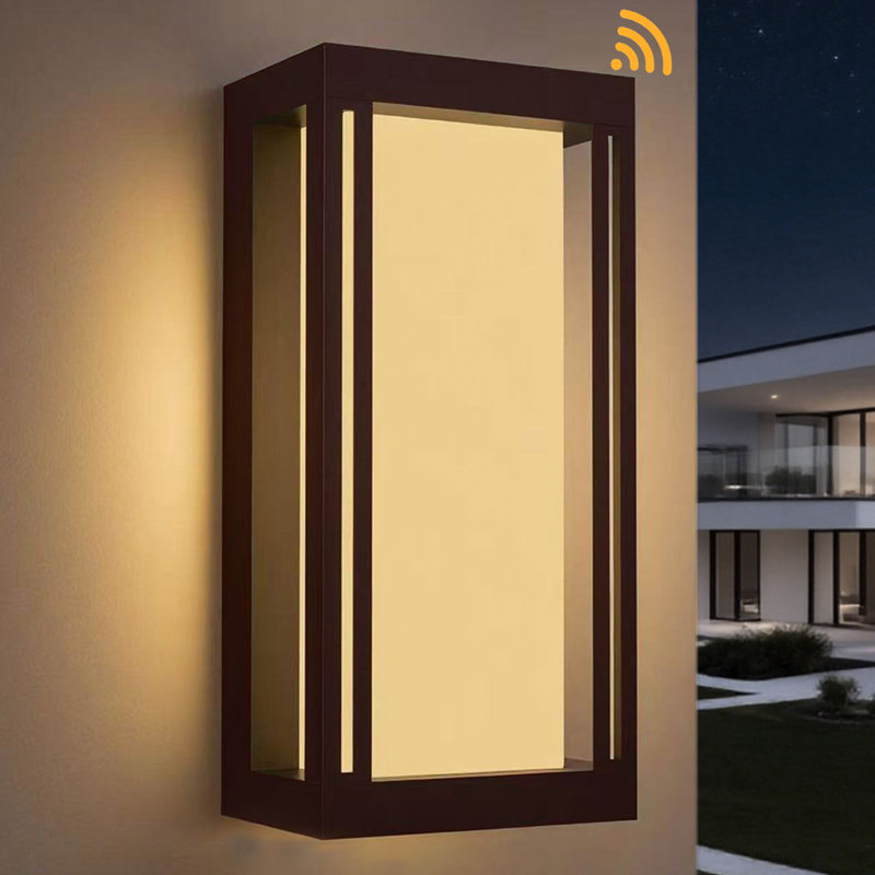Chianna 14''H Dimmable LED Oil Rubbed Bronze Aluminum ETL Outdoor Wall Light with Dusk to Dawn, 14.5" H x 6.5" W x 4.5" D