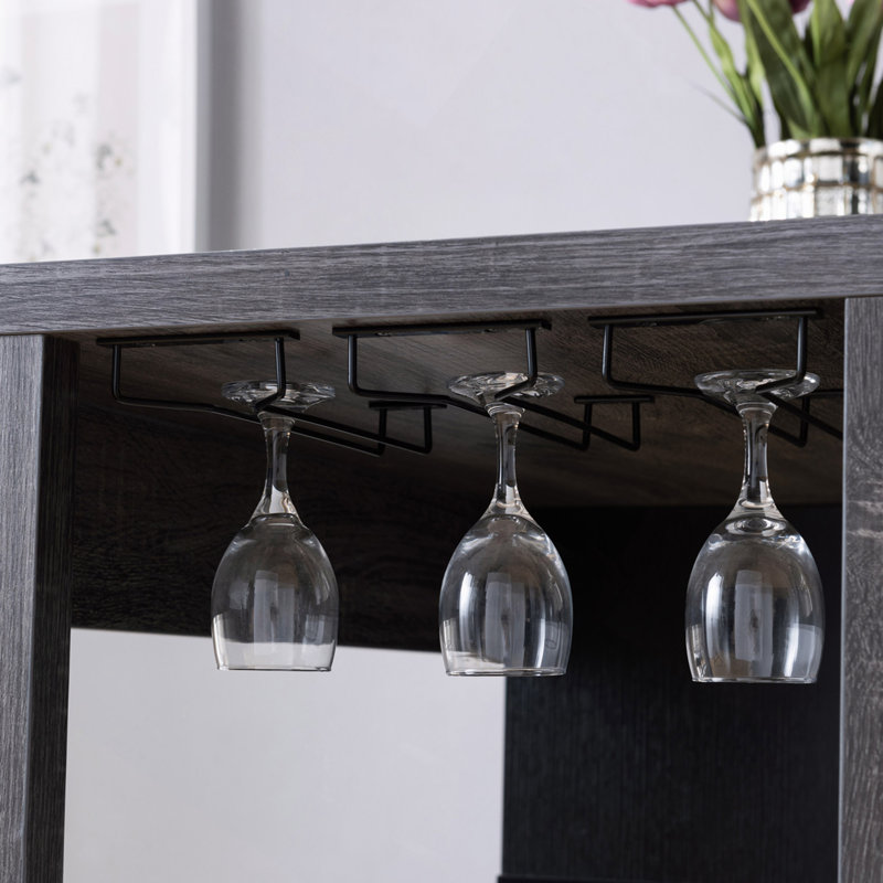 Table de bar Home avec compartiment pour verres à vin et trois tablettes