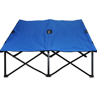 2 Person Camping Cot For Adults - 50" Extra Wide Folding Portable With Carry Bag Elevated Bed Outdoor Delight, Beach, Hiking Blue Produced Wide, , Gladness,