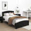 Lit plateforme simple en bois avec tête de lit-920081807
