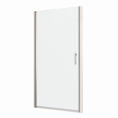 Porte de douche pivotante universelle avec finition - verre trempé de 1/4 po, rainure murale, poignée en acier inoxydable # 304, vérifiée, facile à installer, système confortable, bonne résistance aux fuites, couvercle réglable 28-29 3/8 po
