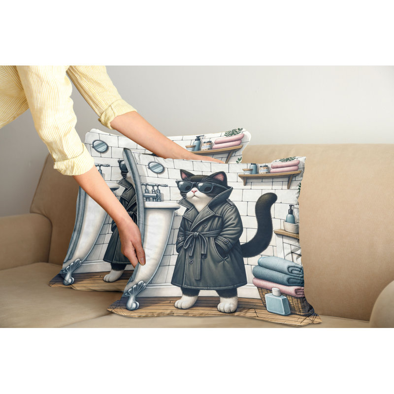 429902_Ambesonne, housse de coussin pour chat, ensemble de 2 serviettes mystérieuses pour chat, H 18 po x l 18 po