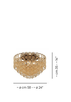 Minigiogali Ceiling Lamp 60 Black Matt Bronze 1 E26 Ul 1, Matte Bronze, Crystal Amber
