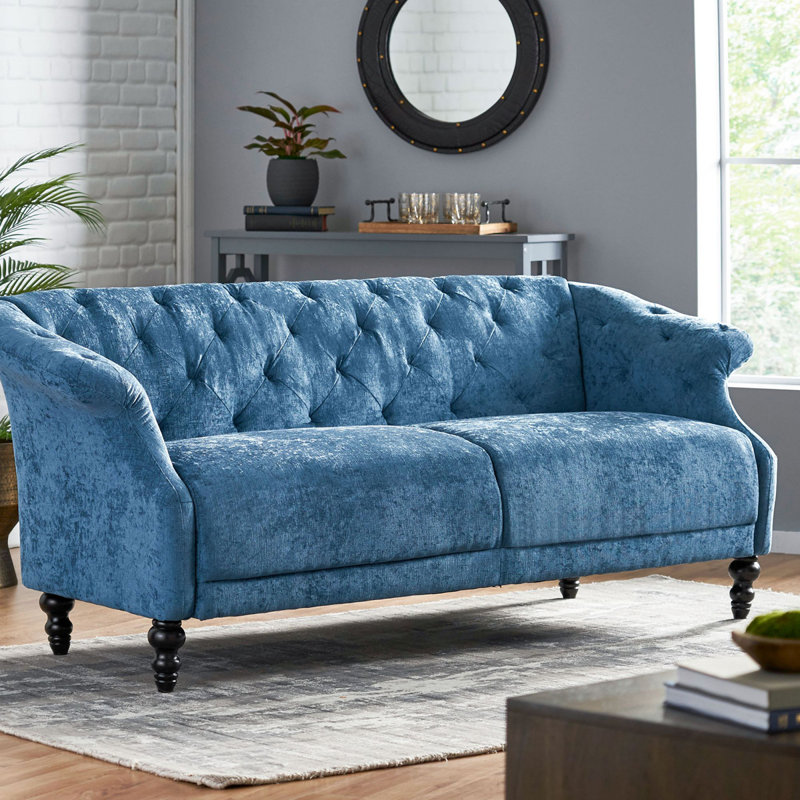75" Flared Arm Sofa,sofa,couch, Navy Blue