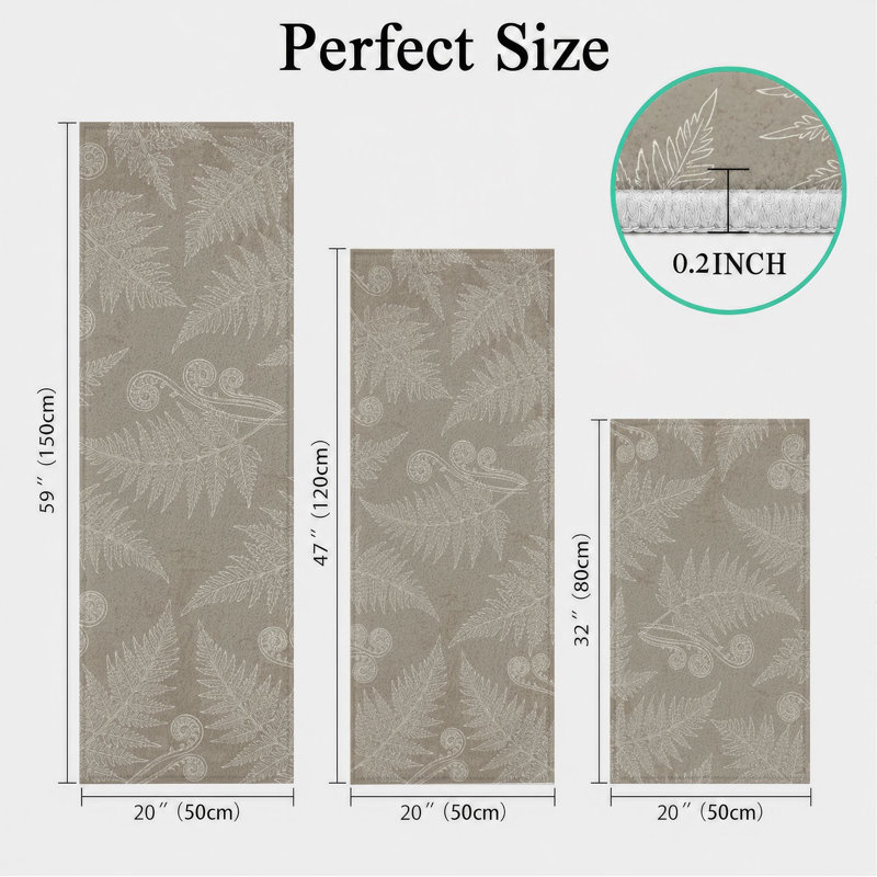 Tapis de cuisine lavables antidérapants à motif de feuilles