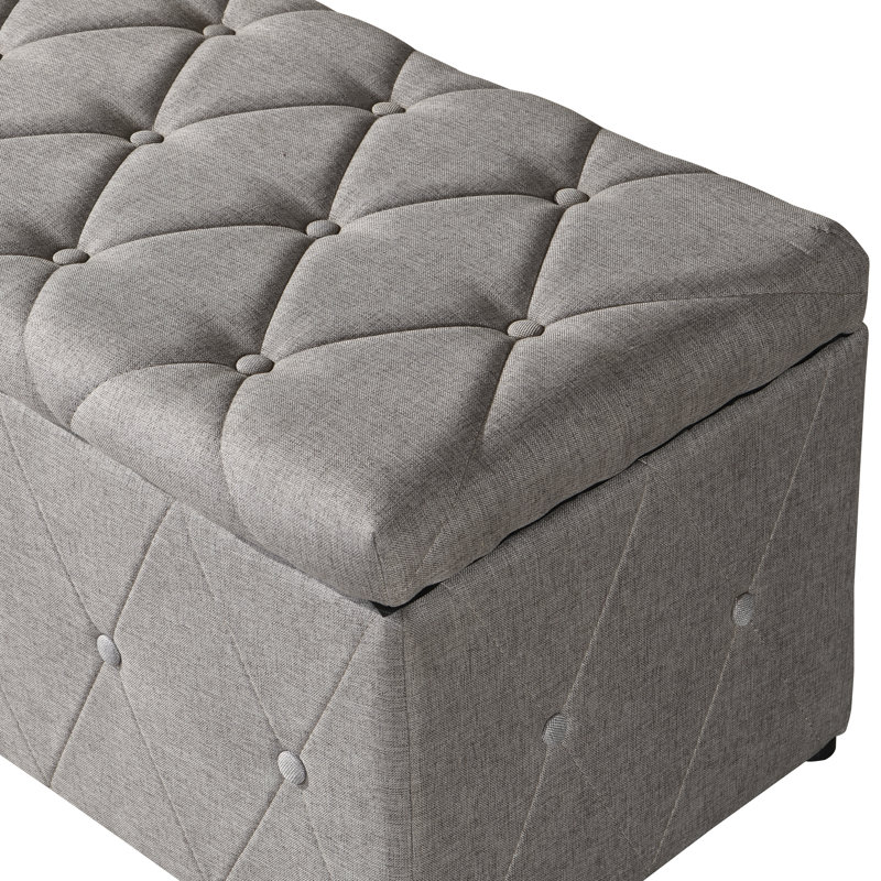 Upholstered Storage Bench, Beige