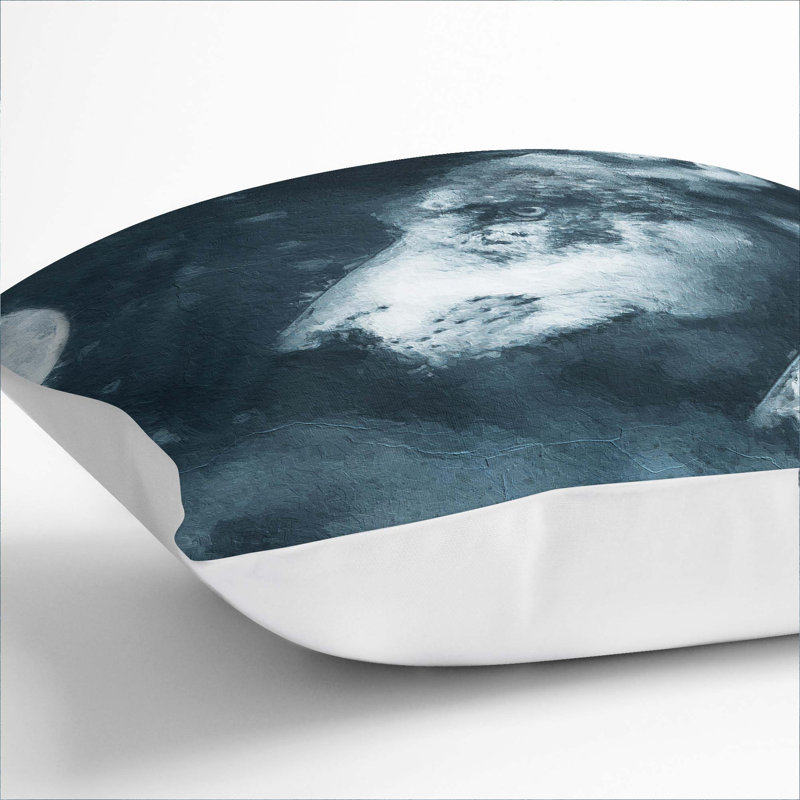 Wolves in the Moonlight Cushion with Filling, White, 40cm H x 40cm W x 15cm D