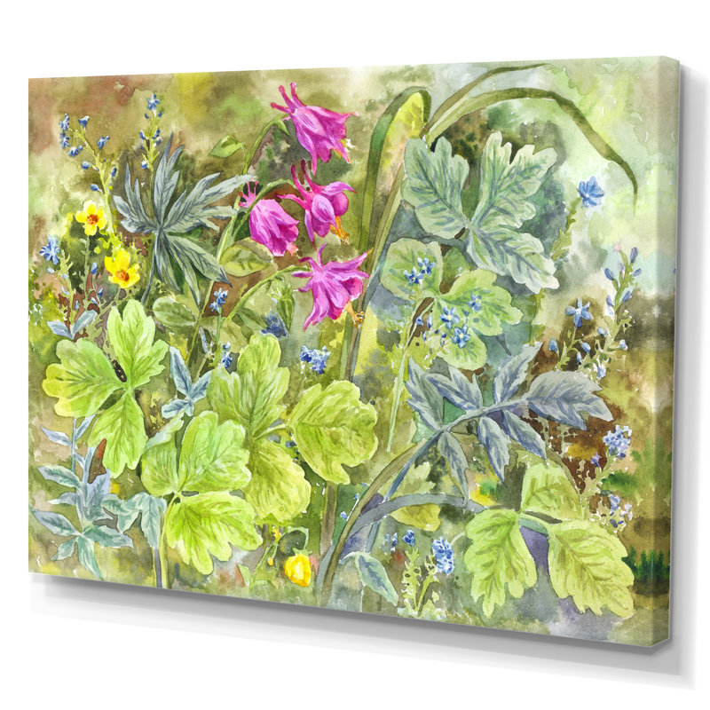 " Plants In Flowering Garden ", 8" H x 12" W x 1" D, Wrapped Canvas